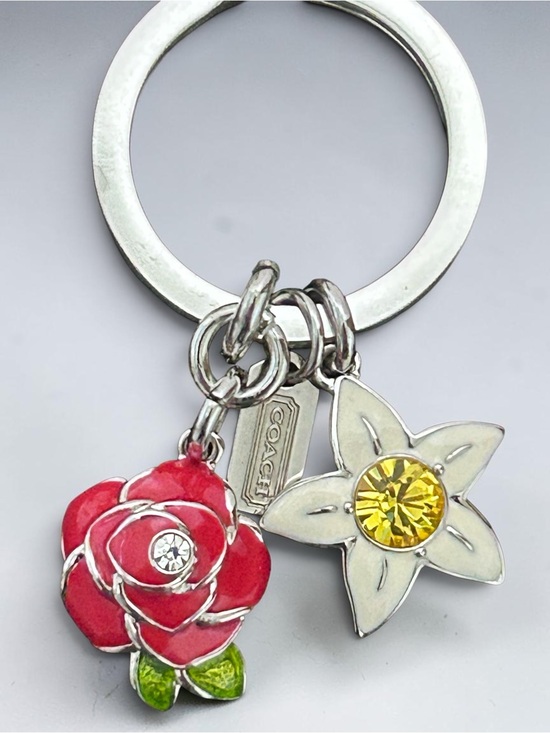Coach Accessories - COACH Enameled Flower Bag Charm Keyring